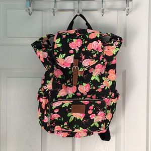 Victoria's Secret PINK black floral backpack